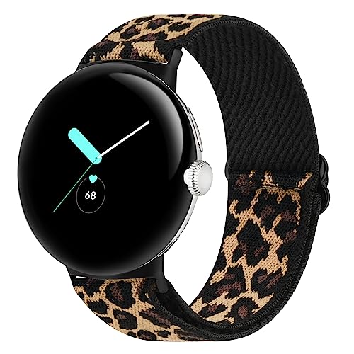 Tobfit Nur für Google Pixel Watch Armband/Google Pixel Watch 2 Armband für Herren Damen, Verstellbares Dehnbares Nylon Ersatzarmband Kompatibel mit Google Pixel Watch 2 / Pixel Watch (Leopard) von Tobfit