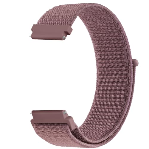 Tobfit Schnellverschluss-Nylon-Uhrenarmband für Damen und Herren, weiches Gewebe, Nylon, Klettverschluss, verstellbares Armband, 20 mm, Ersatzarmband, Mauve Purple von Tobfit