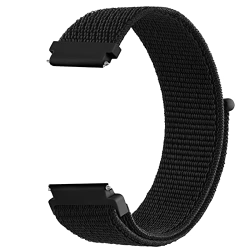 Tobfit Schnellverschluss-Nylon-Uhrenarmband für Damen und Herren, weiches Gewebe, Nylon, Klettverschluss, verstellbares Armband, 20 mm, Ersatzarmband, Schwarz von Tobfit