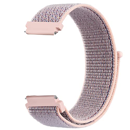 Tobfit Schnellverschluss-Nylon-Uhrenarmband für Damen und Herren, weiches Gewebe, Nylon, Klettverschluss, verstellbares Armband, 22 mm, Ersatzarmband, rosa Sand von Tobfit