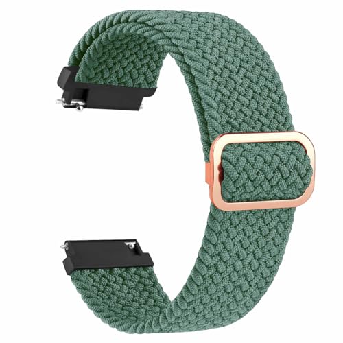 Tobfit Schnellverschluss-Uhrenarmband für Damen und Herren, 20 mm, geflochtenes Nylon, elastisch, dehnbar, verstellbare Schlaufe, Ersatzarmbänder, Salbeigrün von Tobfit