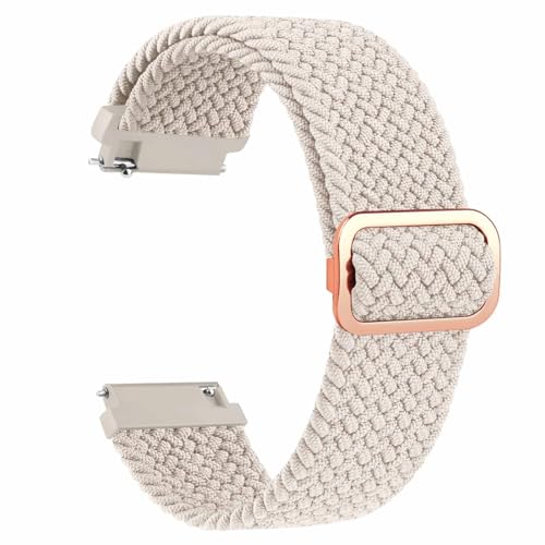 Tobfit Schnellverschluss-Uhrenarmband für Damen und Herren, 20 mm, geflochtenes Nylon, elastisch, dehnbar, verstellbare Schlaufe, Ersatzarmbänder, Sternenlicht von Tobfit