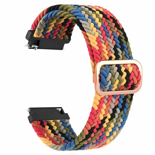 Tobfit Schnellverschluss-Uhrenarmband für Damen und Herren, 20 mm, geflochtenes Nylon, elastisch, dehnbar, verstellbare Schlaufe, Ersatzarmbänder, bunt von Tobfit