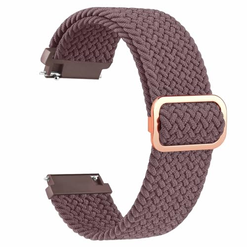 Tobfit Schnellverschluss-Uhrenarmband für Damen und Herren, 22 mm, geflochtenes Nylon, elastisch, dehnbar, verstellbare Schlaufe, Ersatzarmbänder, Mauve Purple von Tobfit