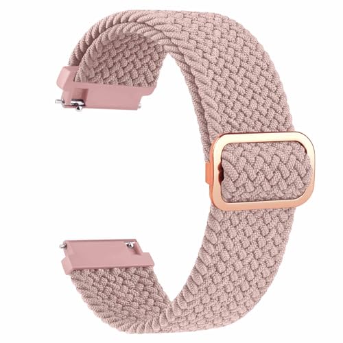 Tobfit Schnellverschluss-Uhrenarmband für Damen und Herren, 22 mm, geflochtenes Nylon, elastisch, dehnbar, verstellbare Schlaufe, Ersatzarmbänder, rosa Sand von Tobfit