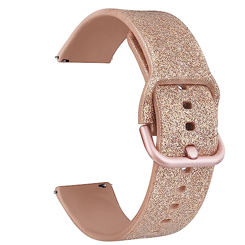 Tobfit Silikon-Uhrenarmband, 22 mm, Schnellverschluss, verstellbares Ersatzarmband für Herren und Damen, Glitzer-Roségold von Tobfit