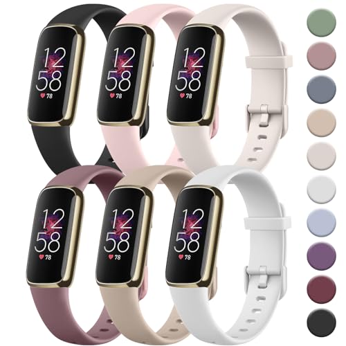 Tobfit Sportbänder, kompatibel mit Fitbit Luxe, für Damen und Herren, weiches Silikon, wasserdicht, Ersatzarmbänder, kompatibel mit Fitbit Luxe, groß, von Tobfit