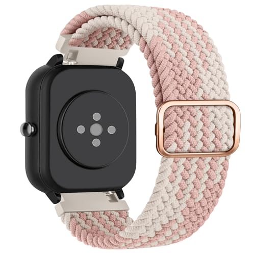 Tobfit für Amazfit GTS 2 Mini Armband/Amazfit GTS 4 Mini Armband Herren Damen,20mm Geflochtenes Elastic Sport Ersatzband für Amazfit Bip U/Bip U Pro/Bip 3/Bip 3 Pro/Bip Lite(Rosa-Starlight) von Tobfit