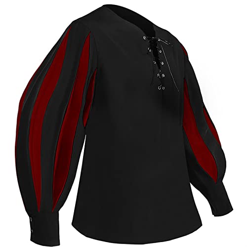 Tobysper Herren Retro Mittelalter Kostüm Hemd Leinenhemd Langarm FreizeithemdCourt Gold Bestickte Prince Hemd V-Ausschnitt Renaissance Kleidung Cross Bandage Steampunk Top Tobysper Herren Retro Mittelalter Kostüm Hemd Leinenhemd Langarm FreizeithemdCourt Gold Bestickte Prince Hemd V-Ausschnitt Renaissance Kleidung Cross Bandage Steampunk Top von Tobysper