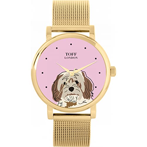 Toff London Beige Braune Cavachon Head Hundeuhr von Toff London