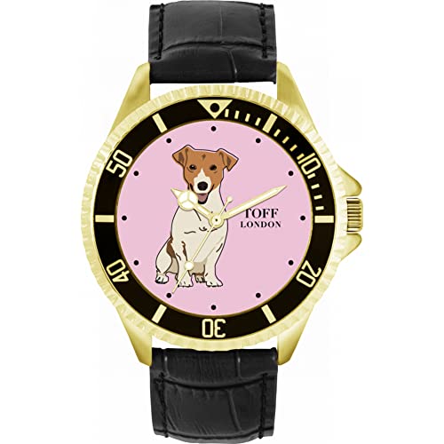 Toff London Beige Jack-Russell-Terrier-Hundeuhr von Toff London