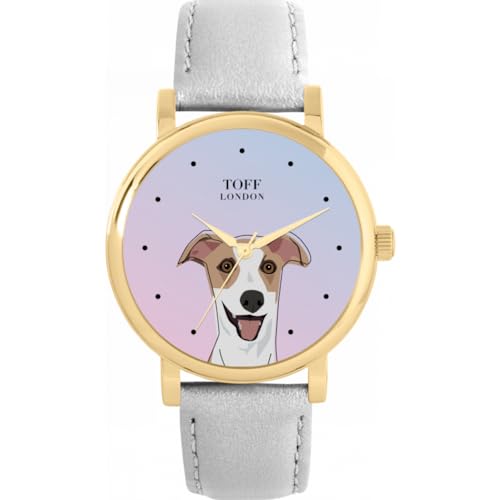 Toff London Beige Whippet Head Hundeuhr von Toff London