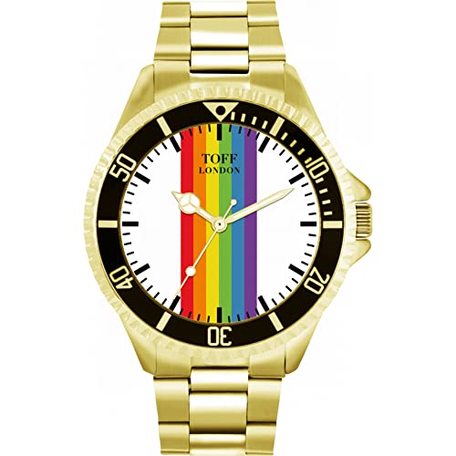 Toff London Pride Linear weiße Schlagstöcke Uhr von Toff London