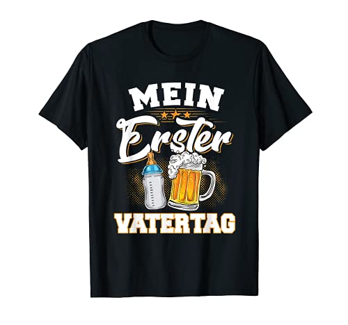 Herren Mein Erster Vatertag Vater Baby Flasche Papa Dad T-Shirt von Tollster Papa Der Welt Design