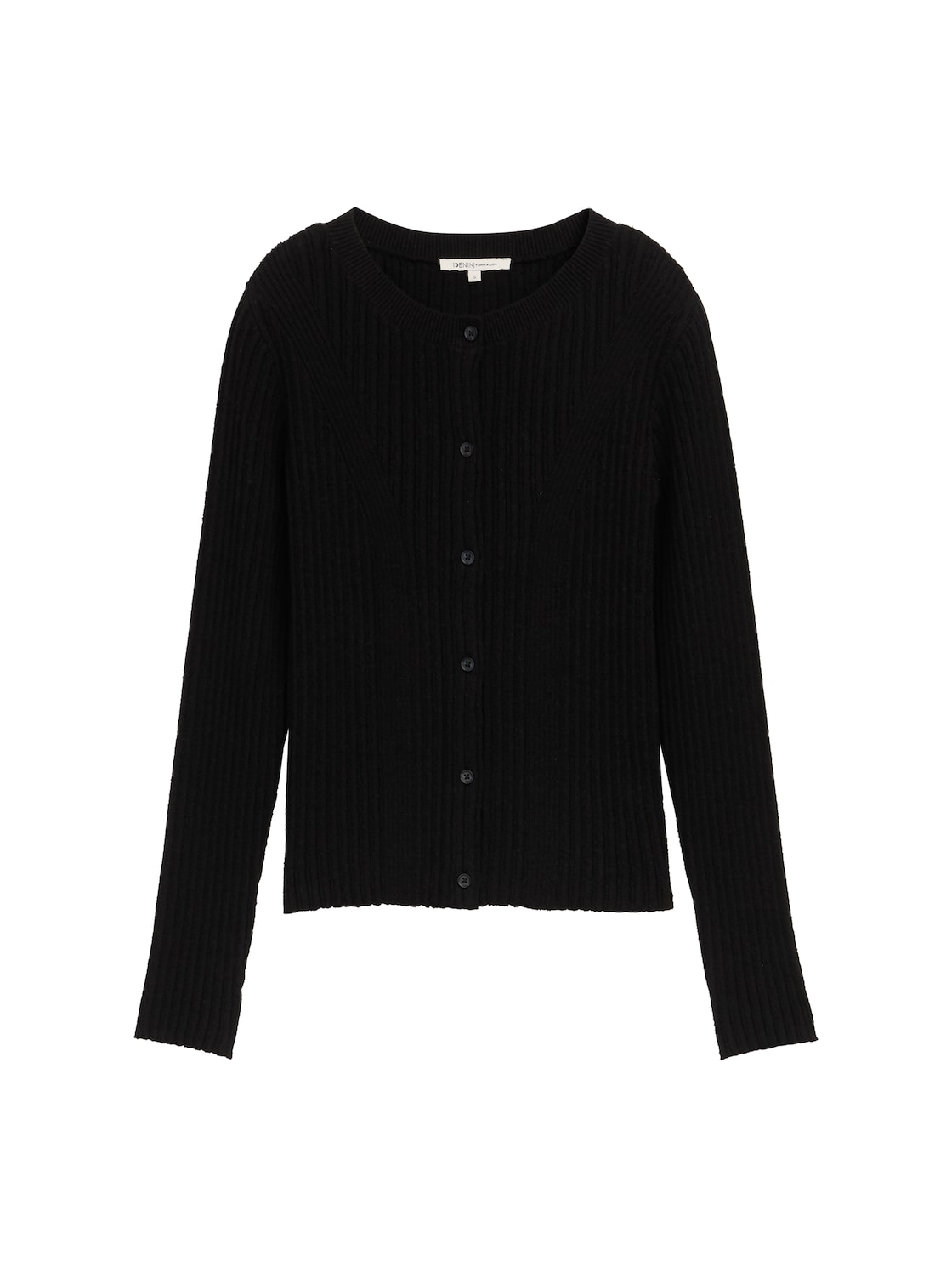 TOM TAILOR DENIM Damen Cardigan mit Rippstruktur, schwarz, Uni, Gr. XS TOM TAILOR DENIM Damen Cardigan mit Rippstruktur, schwarz, Uni, Gr. XS von Tom Tailor Denim