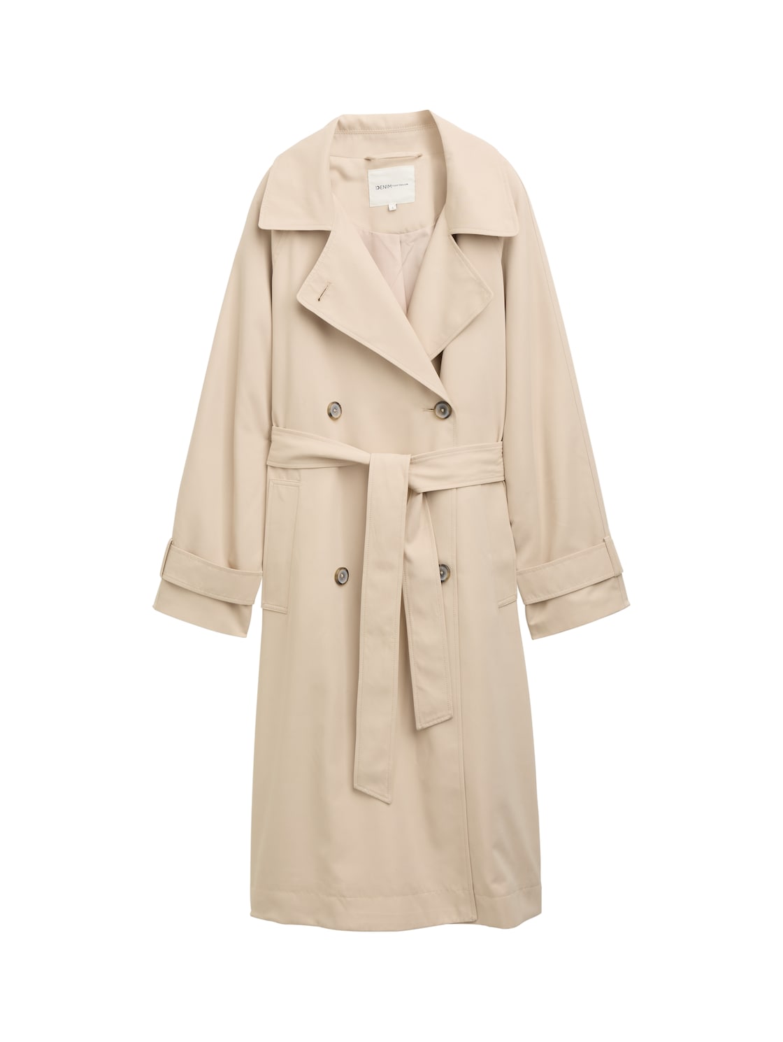 TOM TAILOR DENIM Damen Loose Fit Trenchcoat, beige, Uni, Gr. XS TOM TAILOR DENIM Damen Loose Fit Trenchcoat, beige, Uni, Gr. XS von Tom Tailor Denim