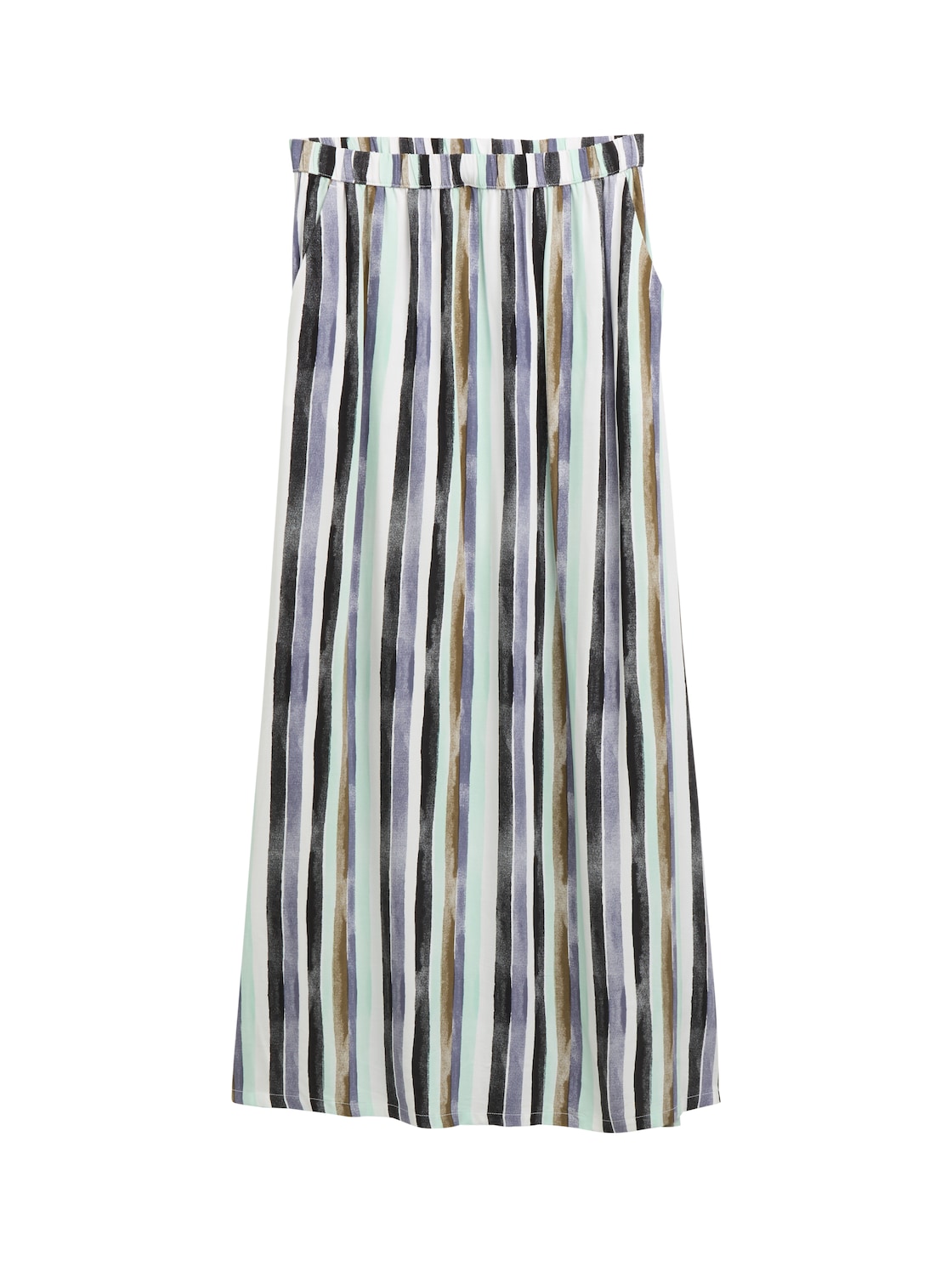TOM TAILOR DENIM Damen Maxi-Rock mit Eingriffstaschen, grün, Gestreift, Gr. M TOM TAILOR DENIM Damen Maxi-Rock mit Eingriffstaschen, grün, Gestreift, Gr. M von Tom Tailor Denim
