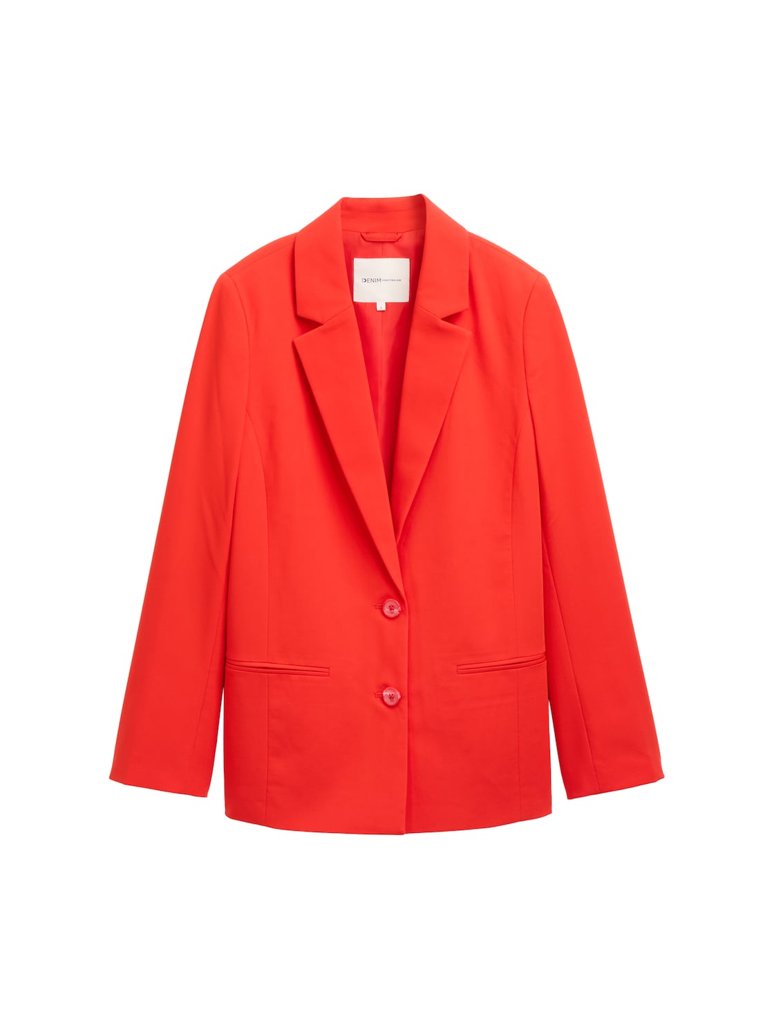 TOM TAILOR DENIM Damen Regular Fit Blazer, rot, Uni, Gr. M TOM TAILOR DENIM Damen Regular Fit Blazer, rot, Uni, Gr. M von Tom Tailor Denim