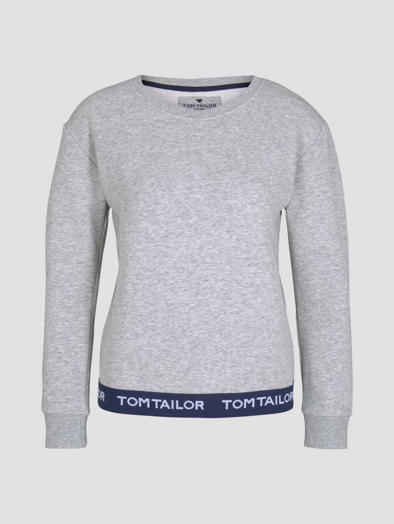 TOM TAILOR Damen Pyjama Sweatshirt, grau, Logo Print, Gr. 40 von Tom Tailor