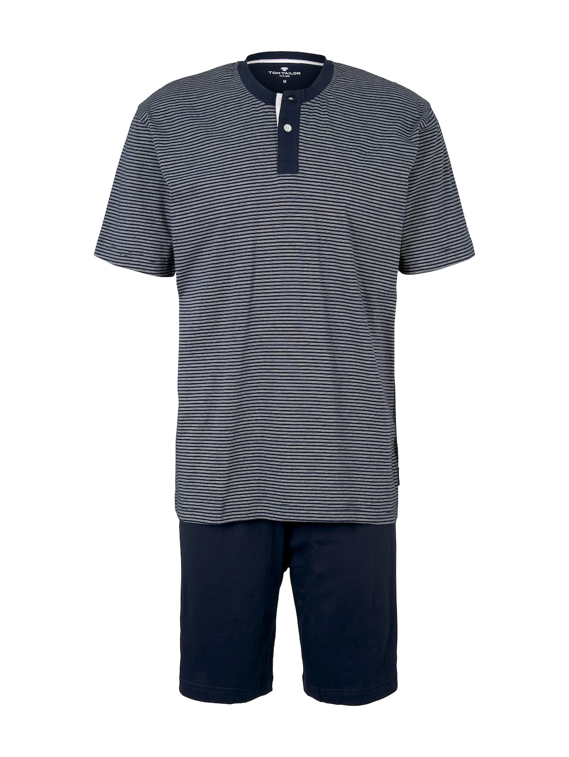 TOM TAILOR Herren Gestreifter Pyjama, blau, Melange Optik, Gr. 50/M von Tom Tailor