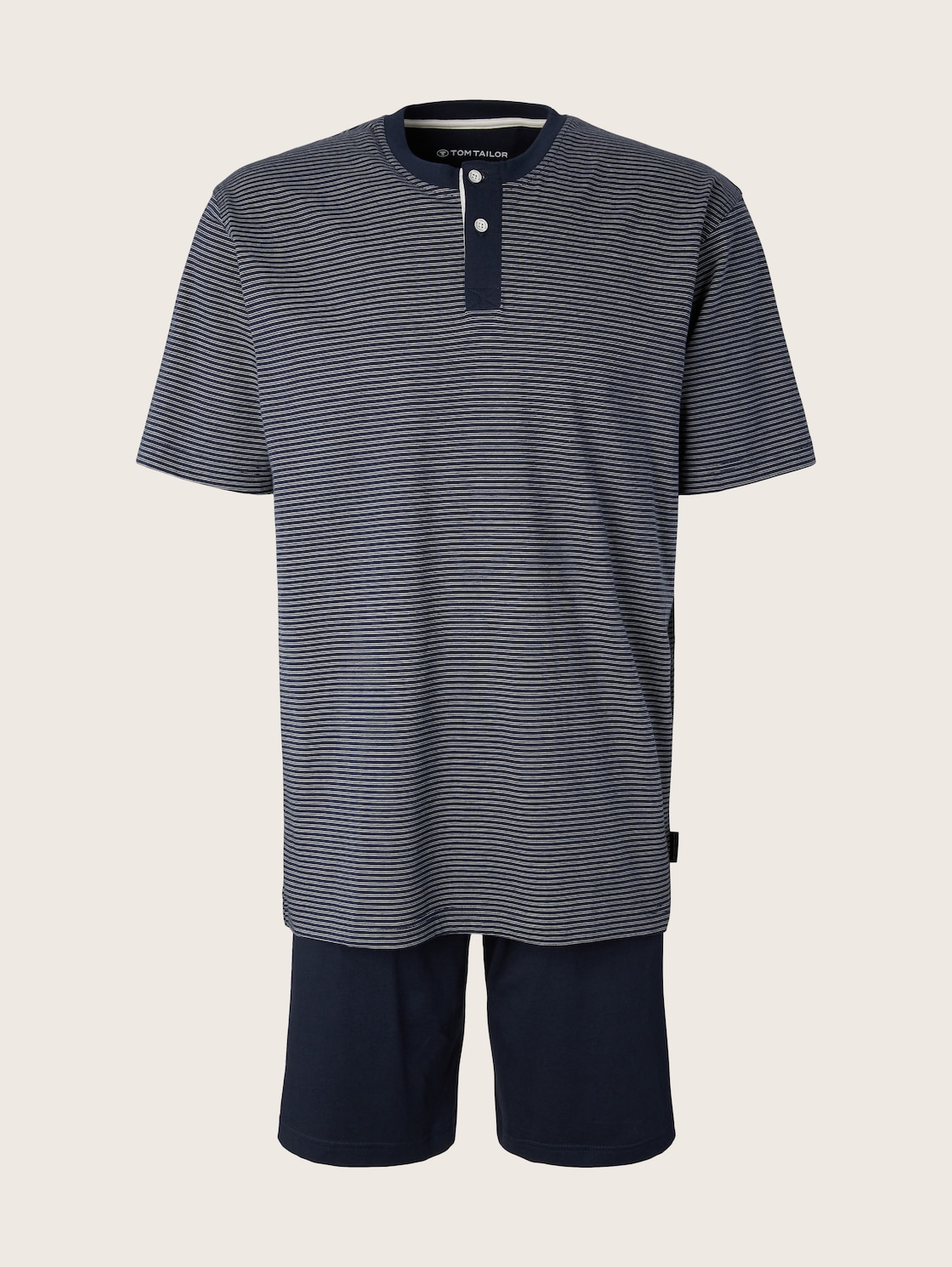 TOM TAILOR Herren Gestreifter Pyjama, blau, Melange Optik, Gr. 56/XXL von Tom Tailor