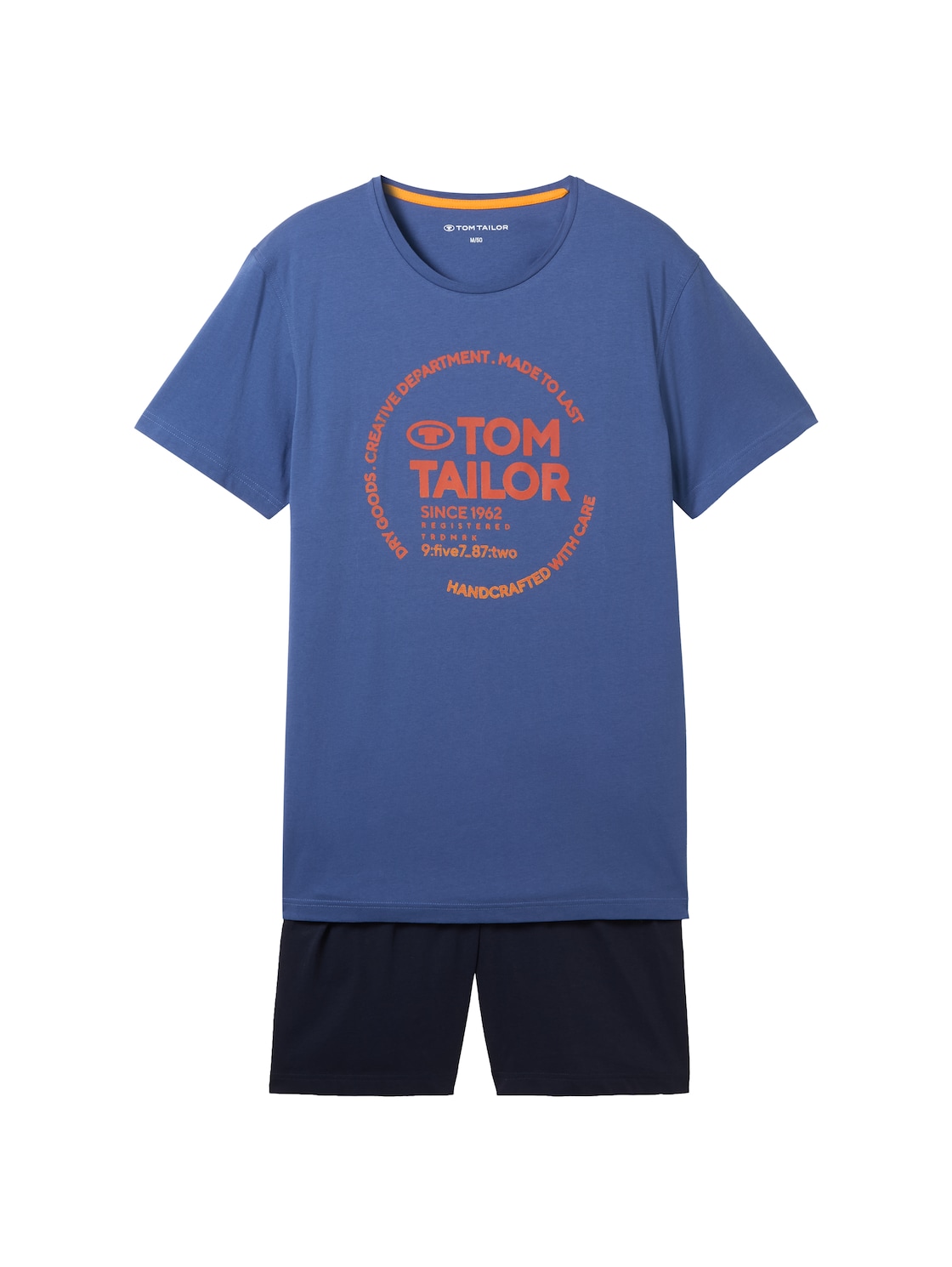 TOM TAILOR Herren Kurz-Pyjama mit Logo Print, blau, Logo Print, Gr. 56 von Tom Tailor