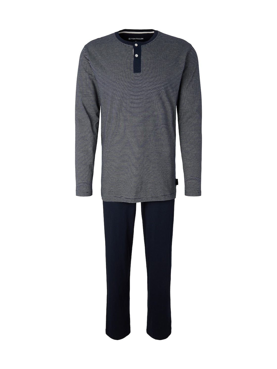 TOM TAILOR Herren Pyjama mit gestreiftem Oberteil, blau, Streifenmuster, Gr. 50/M von Tom Tailor