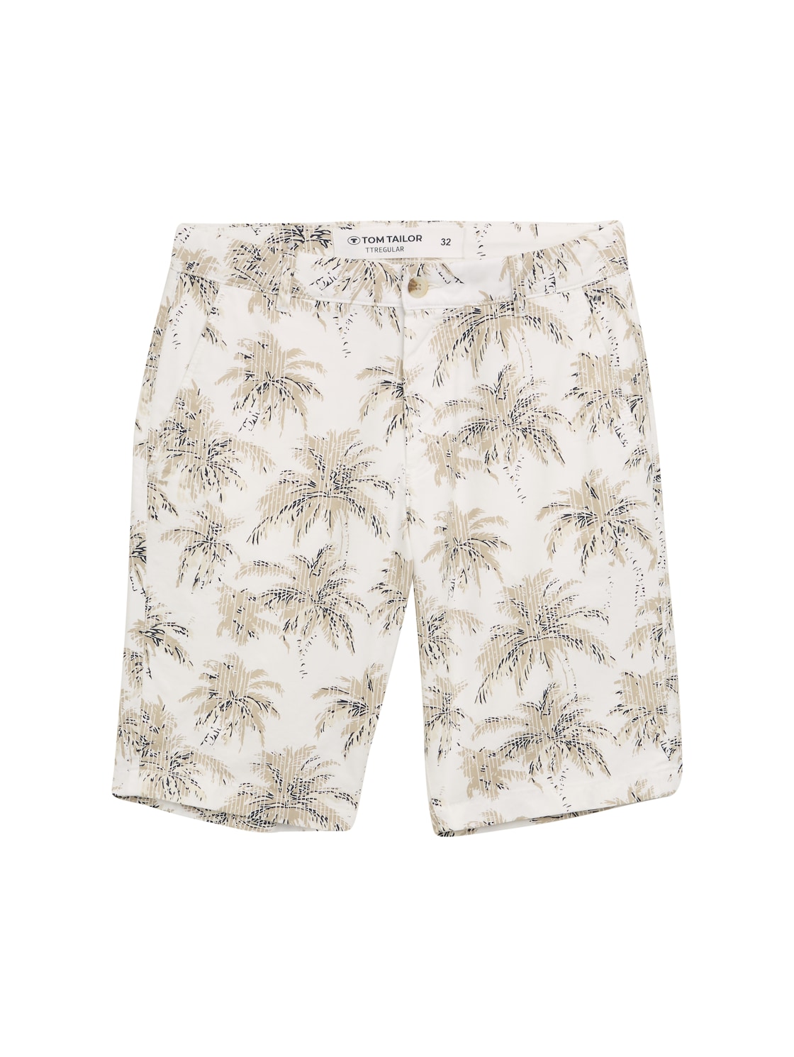 TOM TAILOR Herren Regular Chino Shorts mit Palmen-Print, weiß, Palmenprint, Gr. 31 TOM TAILOR Herren Regular Chino Shorts mit Palmen-Print, weiß, Palmenprint, Gr. 31 von Tom Tailor