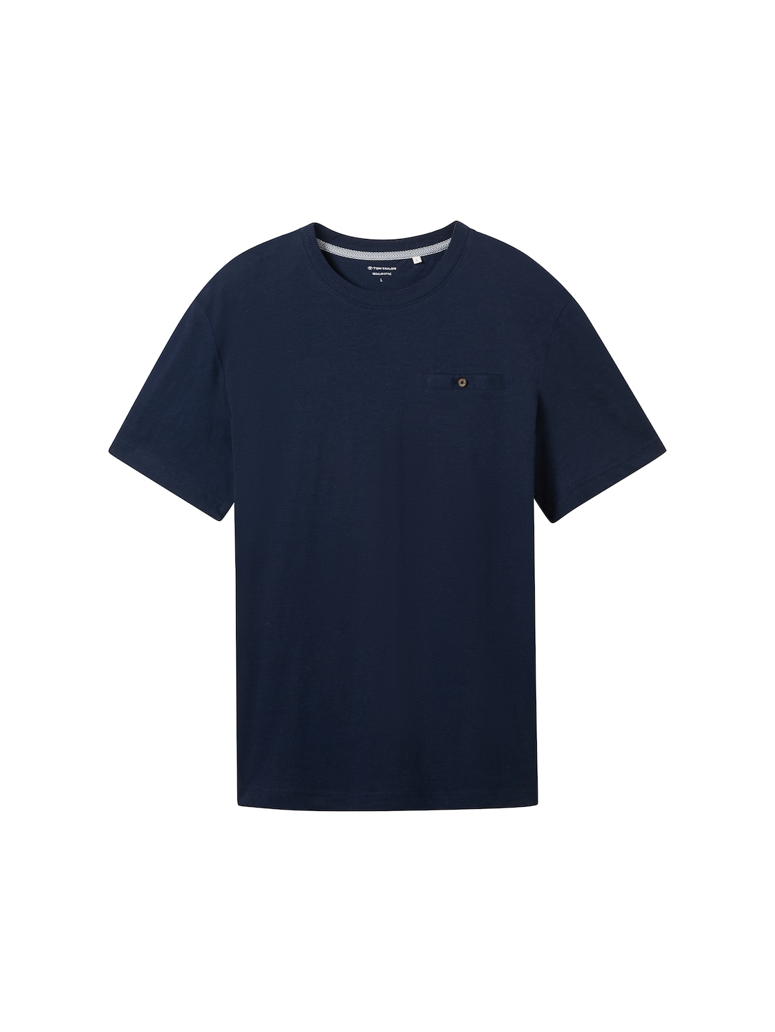 TOM TAILOR Herren T-Shirt mit Leinenanteil, blau, Uni, Gr. XXL von Tom Tailor