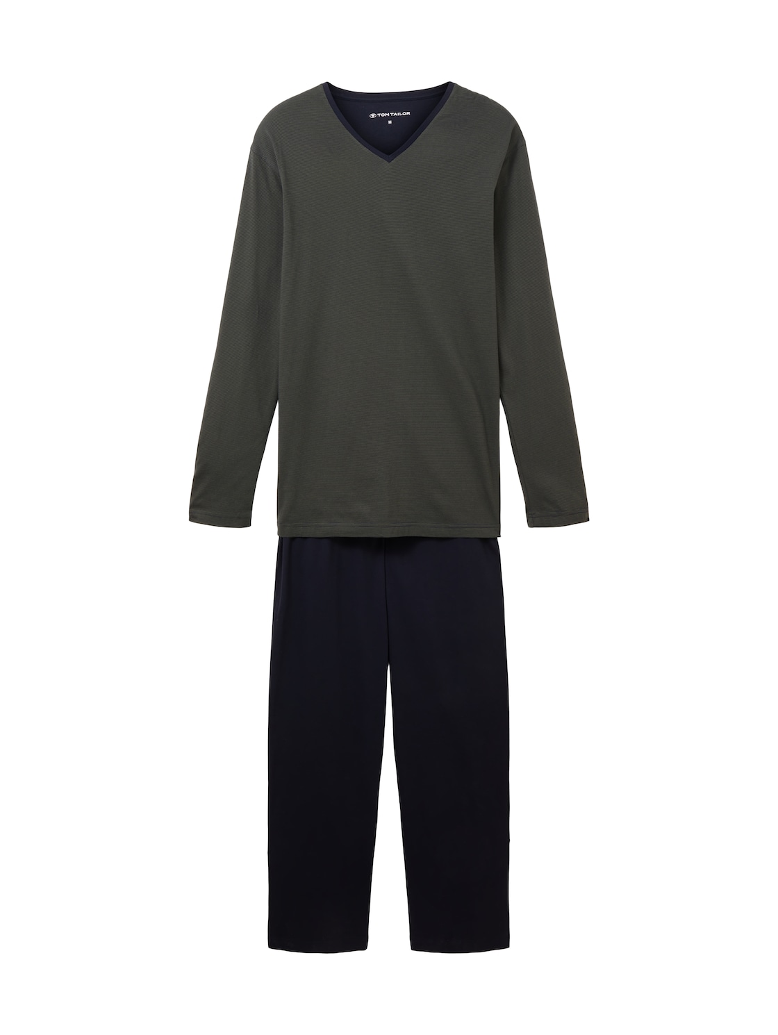 TOM TAILOR Herren Zweifarbiger Pyjama, grün, Uni, Gr. 48 von Tom Tailor