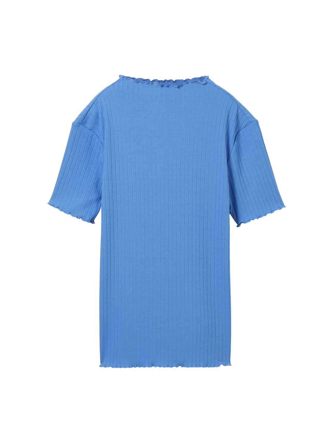 TOM TAILOR Mädchen T-Shirt mit recyceltem Polyester, blau, Uni, Gr. 128 von Tom Tailor