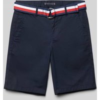 Tommy Hilfiger Teens Bermudas mit Stoffgürtel in Marine, Größe 152 von Tommy Hilfiger Teens