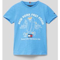 Tommy Hilfiger Teens T-Shirt mit Label-Print Modell 'FUN' in Bleu, Größe 140 von Tommy Hilfiger Teens