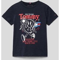 Tommy Hilfiger Teens T-Shirt mit Label-Print Modell 'FUN' in Marine, Größe 128 von Tommy Hilfiger Teens