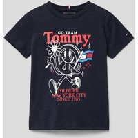 Tommy Hilfiger Teens T-Shirt mit Label-Print Modell 'FUN' in Marine, Größe 140 von Tommy Hilfiger Teens