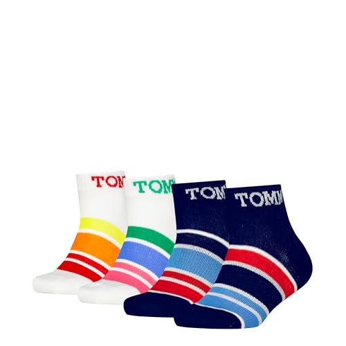 Tommy Hilfiger Kinder Quarter Socken, Blau, 35/38 (4er Pack) von Tommy Hilfiger