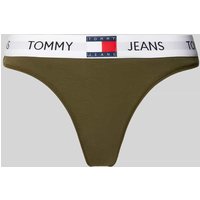 TOMMY HILFIGER String mit elastischem Logo-Bund in Oliv, Größe L von Tommy Hilfiger