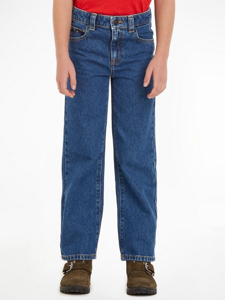 Tommy Hilfiger 5-Pocket-Jeans GIRLFRIEND MID BLUE Kinder Kids Junior MiniMe,mit Leder-Brandlabel am hinteren Bund von Tommy Hilfiger