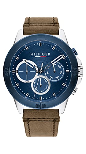 Tommy Hilfiger Multi Zifferblatt Quarz Uhr für Herren mit Braunes Lederarmband - 1791895 von Tommy Hilfiger