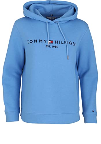 Tommy Hilfiger Curve Langarm Hoodie Kapuze Logo-Stick Mittelblau Größe 50 von Tommy Hilfiger