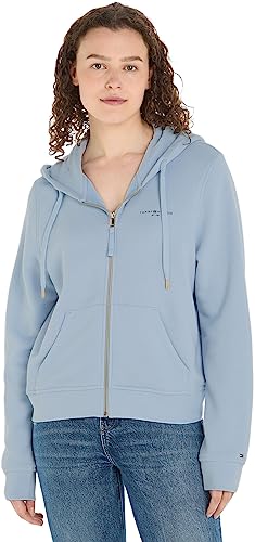 Tommy Hilfiger Damen Hoodie mit Reißverschluss Zipper, Blau (Breezy Blue), S von Tommy Hilfiger