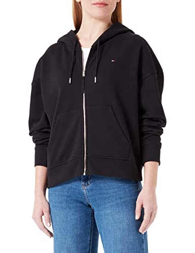 Tommy Hilfiger Damen Hoodie mit Reißverschluss 1985 Terry Zipper, Schwarz (Black), M von Tommy Hilfiger