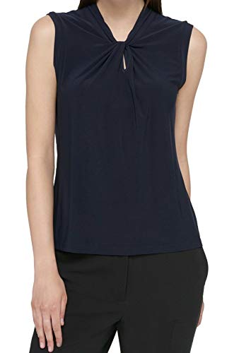 Tommy Hilfiger Damen Ärmellose Knotenbluse-Business Casual Tops mit Knotenausschnitt Hemd, Midnight 01, M von Tommy Hilfiger