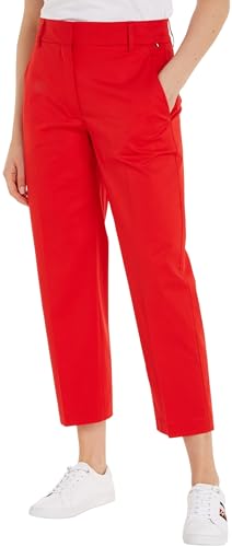 Tommy Hilfiger Damen Hose Chino Slim Fit, Rot (Fierce Red), 34 von Tommy Hilfiger