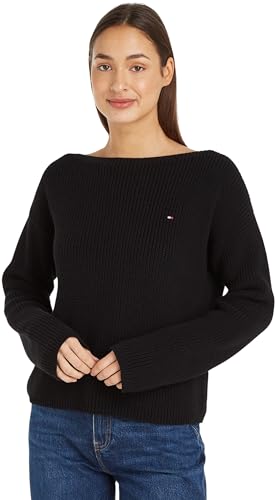 Tommy Hilfiger Damen Pullover Co Cardi Stitch Open-Nk Swt Strickpullover, Schwarz (Black), M von Tommy Hilfiger