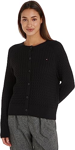 Tommy Hilfiger Damen Strickjacke Cardigan C-Neck Cardigan mit Knopfleiste, Schwarz (Black), XXL von Tommy Hilfiger