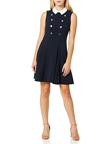 Tommy Hilfiger Damen Collar Fit and Flare Dress Kleid, schwarz, 38 von Tommy Hilfiger