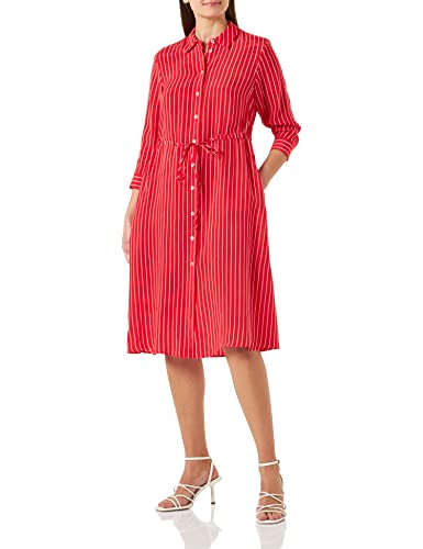 Tommy Hilfiger Damen Kleid Cupro Rope Sommerkleid, Rot (Rope Stripes Fireworks), 34 von Tommy Hilfiger