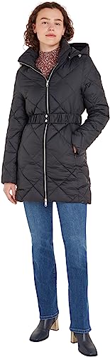 Tommy Hilfiger Damen Daunenmantel Belted Quilted Winter, Schwarz (Black), M von Tommy Hilfiger