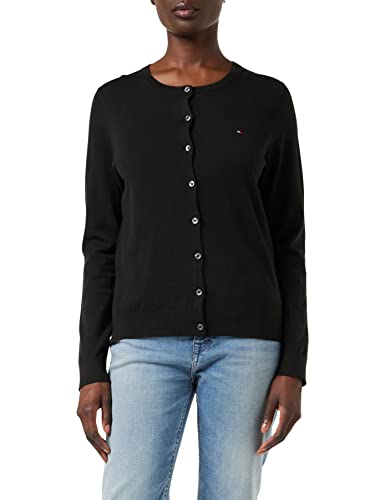 Tommy Hilfiger Damen Heritage Button-UP Cardigan Strickjacke, Masters Black, One Size (Herstellergröße: M) von Tommy Hilfiger